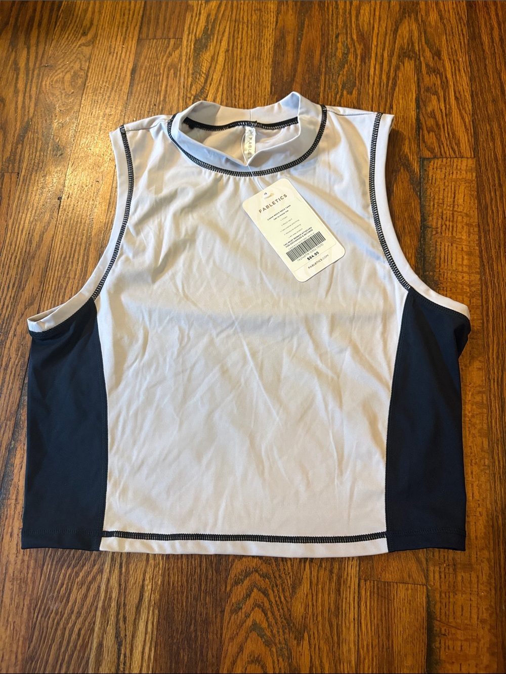 🎉NWT! Fabletics White and Navy Giana Mock Neck Muscle Tank!